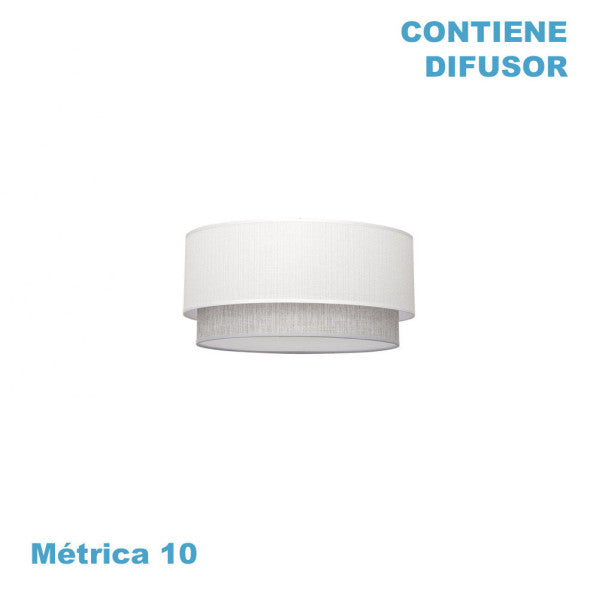 Pantalla colgante Kenya M10 blanco/gris de tela textil para iluminación interior, Fabrilamp 99.PA-111094001