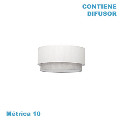 Pantalla colgante Kenya M10 blanco/gris de tela textil para iluminación interior, Fabrilamp 99.PA-111094001