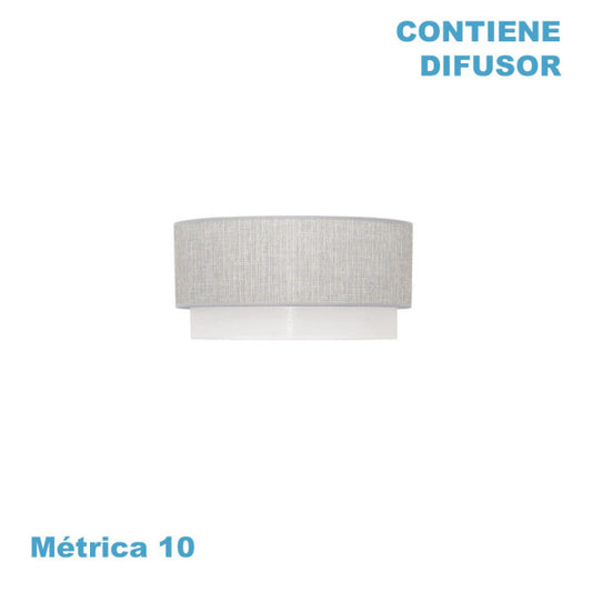 Pantalla colgante Kenya M10 Gris/Blanco de Fabrilamp, modelo 99.PA-111094028, pantalla textil para iluminación interior.