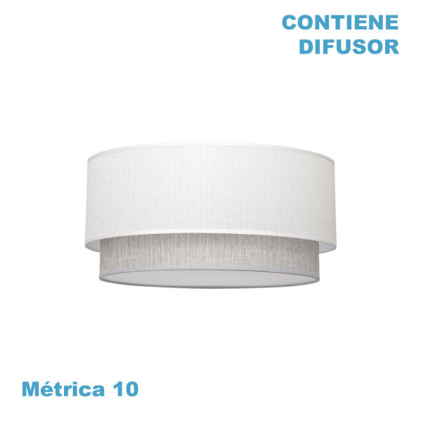 Pantalla Colgante Kenya M10 en blanco y gris, lámpara colgante textil para iluminación interior | Fabrilamp 99.PA-111095001