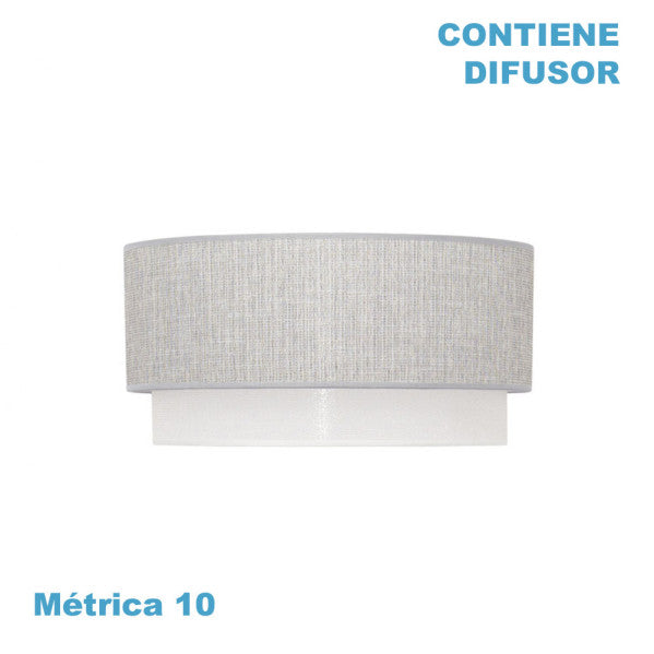 Pantalla colgante textil Kenya M10 gris/blanco, 50 cm, para iluminación interior (Fabrilamp)