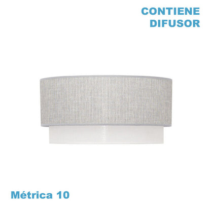 Pantalla colgante textil Kenya M10 gris/blanco, 50 cm, para iluminación interior (Fabrilamp)