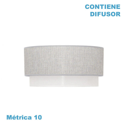 Pantalla colgante textil Kenya M10 gris/blanco, 50 cm, para iluminación interior (Fabrilamp)