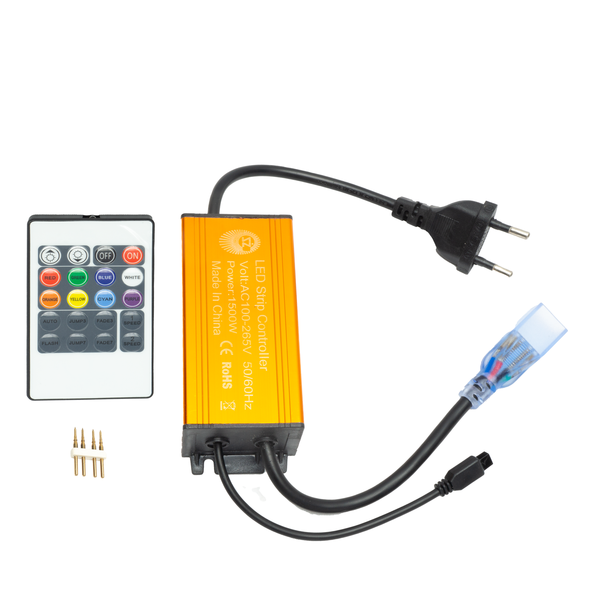 Control remoto RGB 220V con alcance de 100 m para tiras LED – Fabrilamp 99.RGB-RC-B, uso doméstico, iluminación técnica, color Negro/Naranja