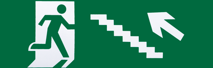 Adhesivo de salida de emergencia para escalera izquierda, 6,5x20 cm, Fabrilamp, señalización de seguridad