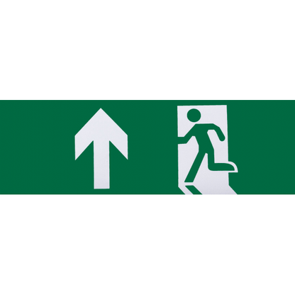 Adhesivo de salida de emergencia adelante blanco y verde, Fabrilamp A124SALIDAADELANTE, señalización de seguridad para oficinas