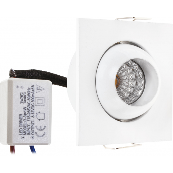 Empotrable LED blanco 1W, aluminio, Fabrilamp/Abrila, A12680201B - luminaria interior y exterior