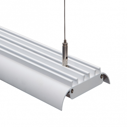 Campana Industrial Mendel 120W 5000K de Fabrilamp, modelo A14051256S, cuerpo en aluminio blanco natural, iluminación técnica para taller profesional.