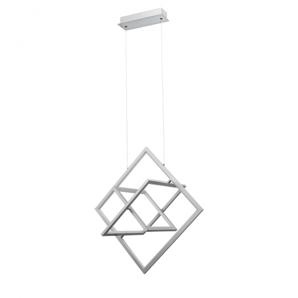 Lámpara colgante Lexie en acabado cromo de Abrila, modelo A18950120B con 50W de potencia LED, diseño contemporáneo moderno en metal y policarbonato blanco natural para iluminación interior.