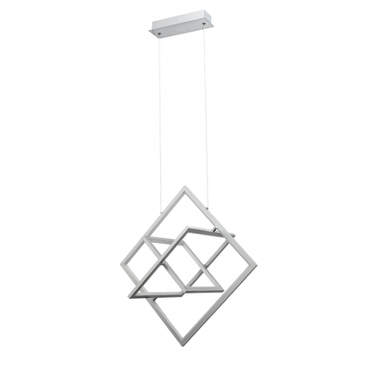 Lámpara colgante Lexie en acabado cromo de Abrila, modelo A18950120B con 50W de potencia LED, diseño contemporáneo moderno en metal y policarbonato blanco natural para iluminación interior.