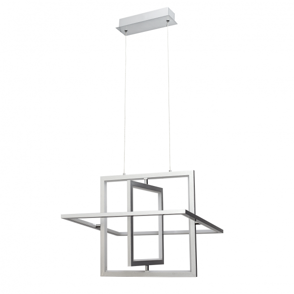 Lámpara colgante Lexie en acabado cromo de Abrila, modelo A18950320B con LED 50W, diseño moderno en metal y policarbonato blanco natural para iluminación interior y decoración contemporánea.