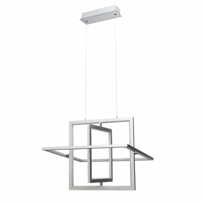 Lámpara colgante Lexie en acabado cromo de Abrila, modelo A18950320B con LED 50W, diseño moderno en metal y policarbonato blanco natural para iluminación interior y decoración contemporánea.