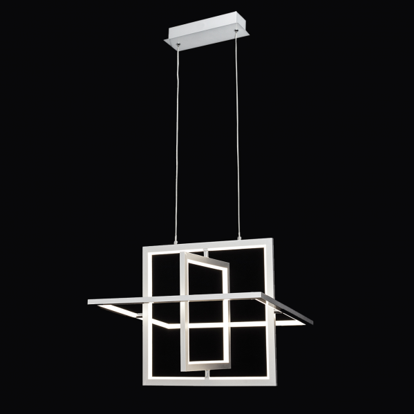 Lámpara colgante Lexie en acabado cromo de Abrila, modelo A18950320B, con LED de 50W y difusor de policarbonato blanco natural para iluminación moderna en interiores.