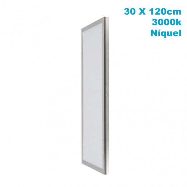 Panel LED de superficie 72W en níquel, 30x120 cm, 3000K, aluminio. Fabrilamp A65812103, iluminación interior y técnica (doméstico).