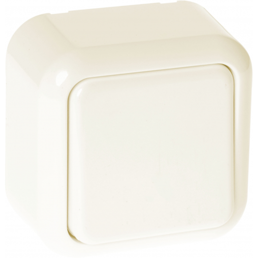 Interruptor unipolar Ancient beige de 6x6x3 cm en policarbonato, Fabrilamp MEH3-A110MMF, para uso doméstico