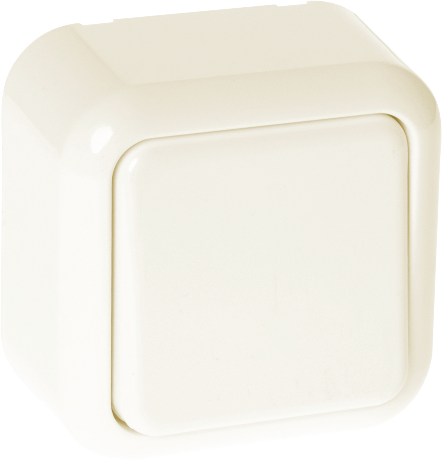 Interruptor unipolar beige Ancient, 6x6x3 cm, Fabrilamp, modelo MEH3-A110MMF, fabricado en policarbonato para uso doméstico y ferretería (material eléctrico).