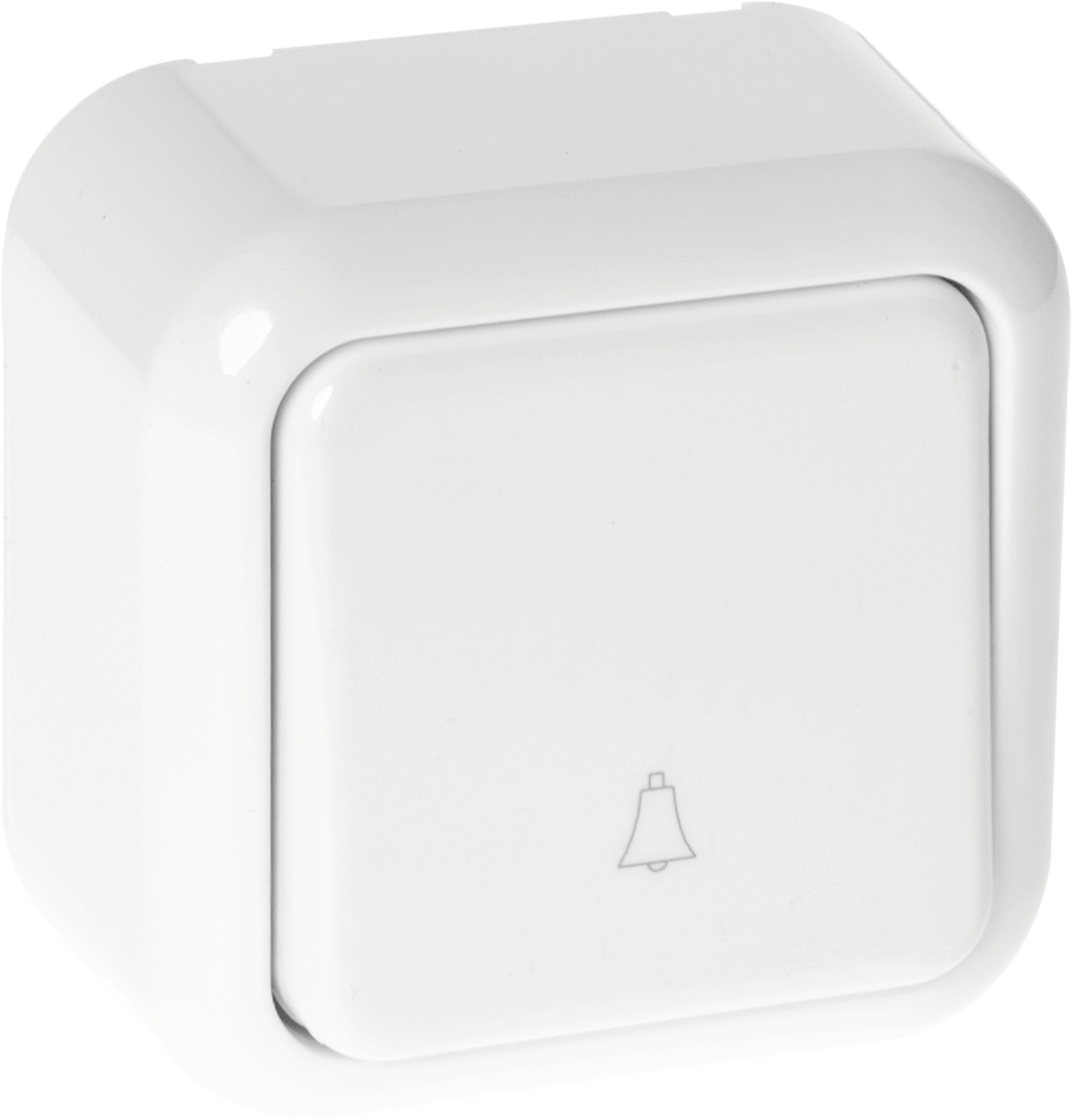 Pulsador timbre Ancient blanco 6x6x3 cm, Fabrilamp MEH3-A111MBR – pulsador de interior en policarbonato para uso doméstico y ferretería.