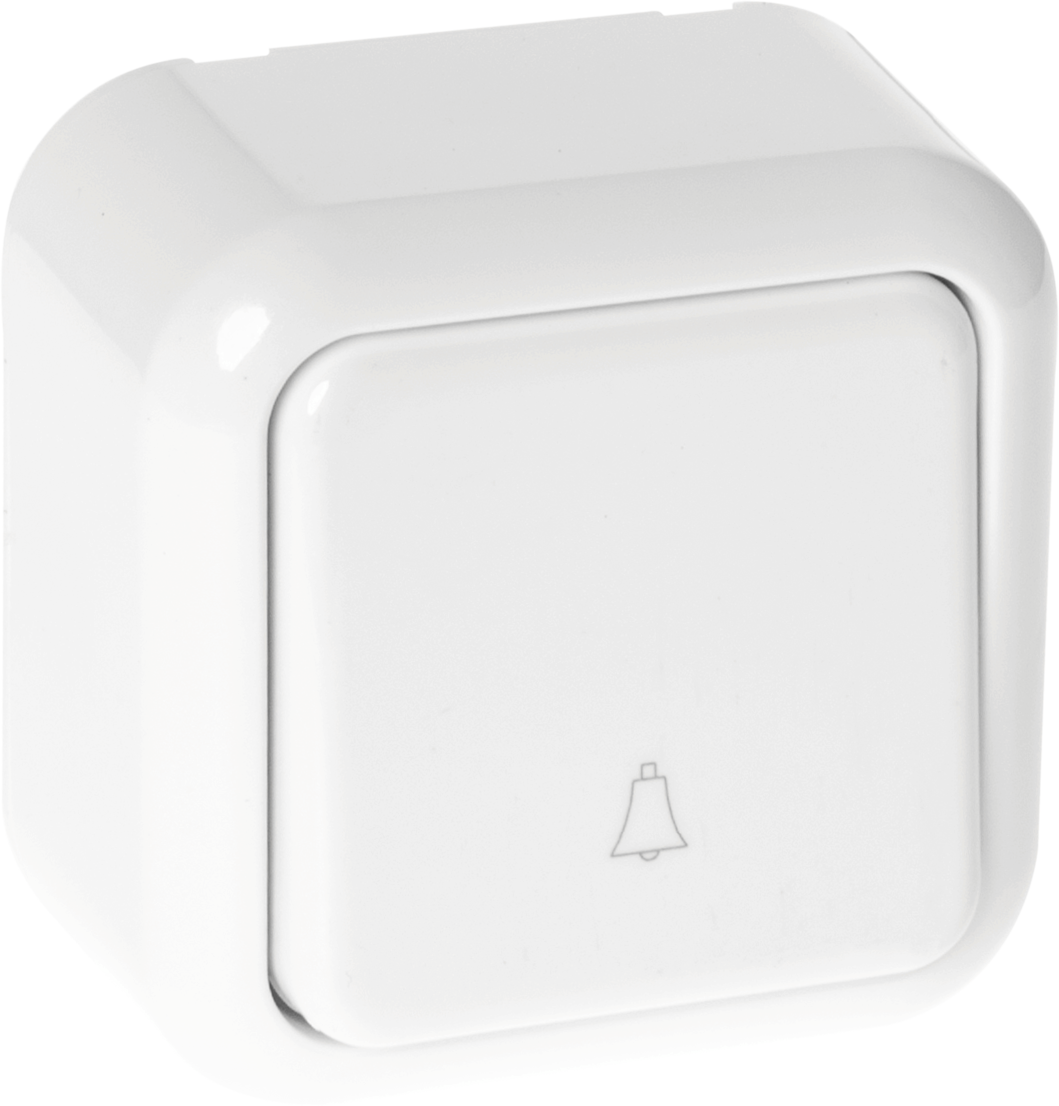 Pulsador timbre Ancient blanco 6x6x3 cm, Fabrilamp MEH3-A111MBR – pulsador de interior en policarbonato para uso doméstico y ferretería.