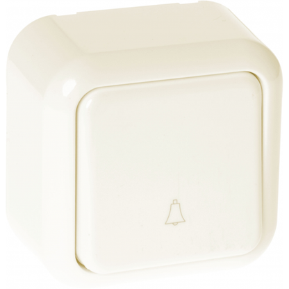 Pulsador timbre ANCIENT beige 6x6x3 cm, modelo MEH3-A111MMF, policarbonato, material eléctrico para hogar, Fabrilamp