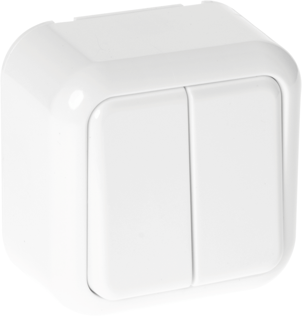 Interruptor doble blanco Ancient con 2 teclas, modelo MEH3-A210MBR de Fabrilamp, interruptor eléctrico de policarbonato para interior, ferretería doméstica