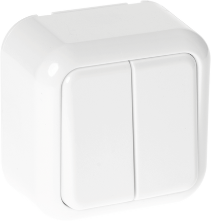 Interruptor doble blanco Ancient con 2 teclas, modelo MEH3-A210MBR de Fabrilamp, interruptor eléctrico de policarbonato para interior, ferretería doméstica