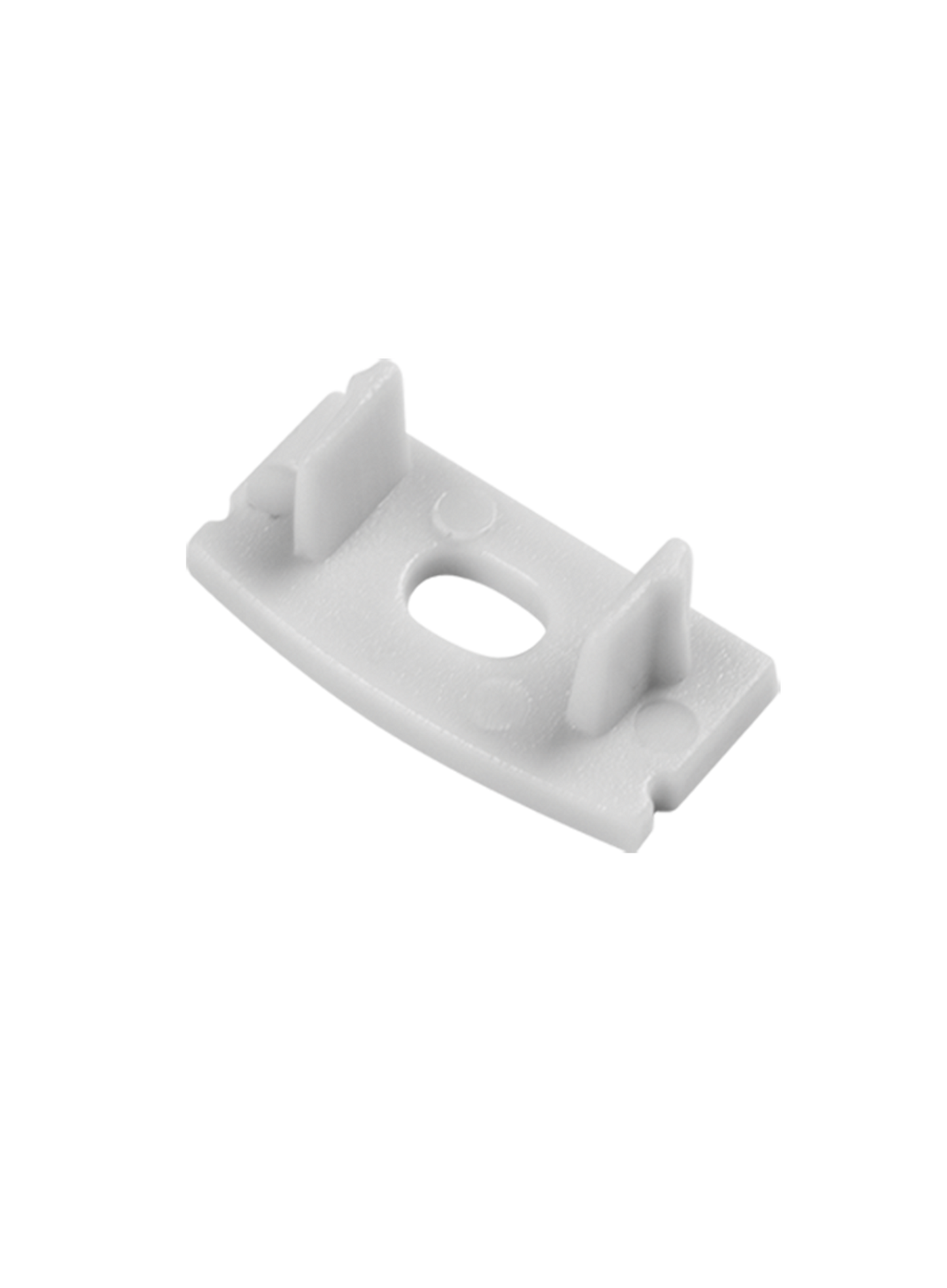 Tope LED AL002 con taladro (TOPO_AL002_C/F) – Fabrilamp/Abrila, accesorio de iluminación para perfiles LED en policarbonato, compatible con cinta LED, para bricolaje e interiorismo