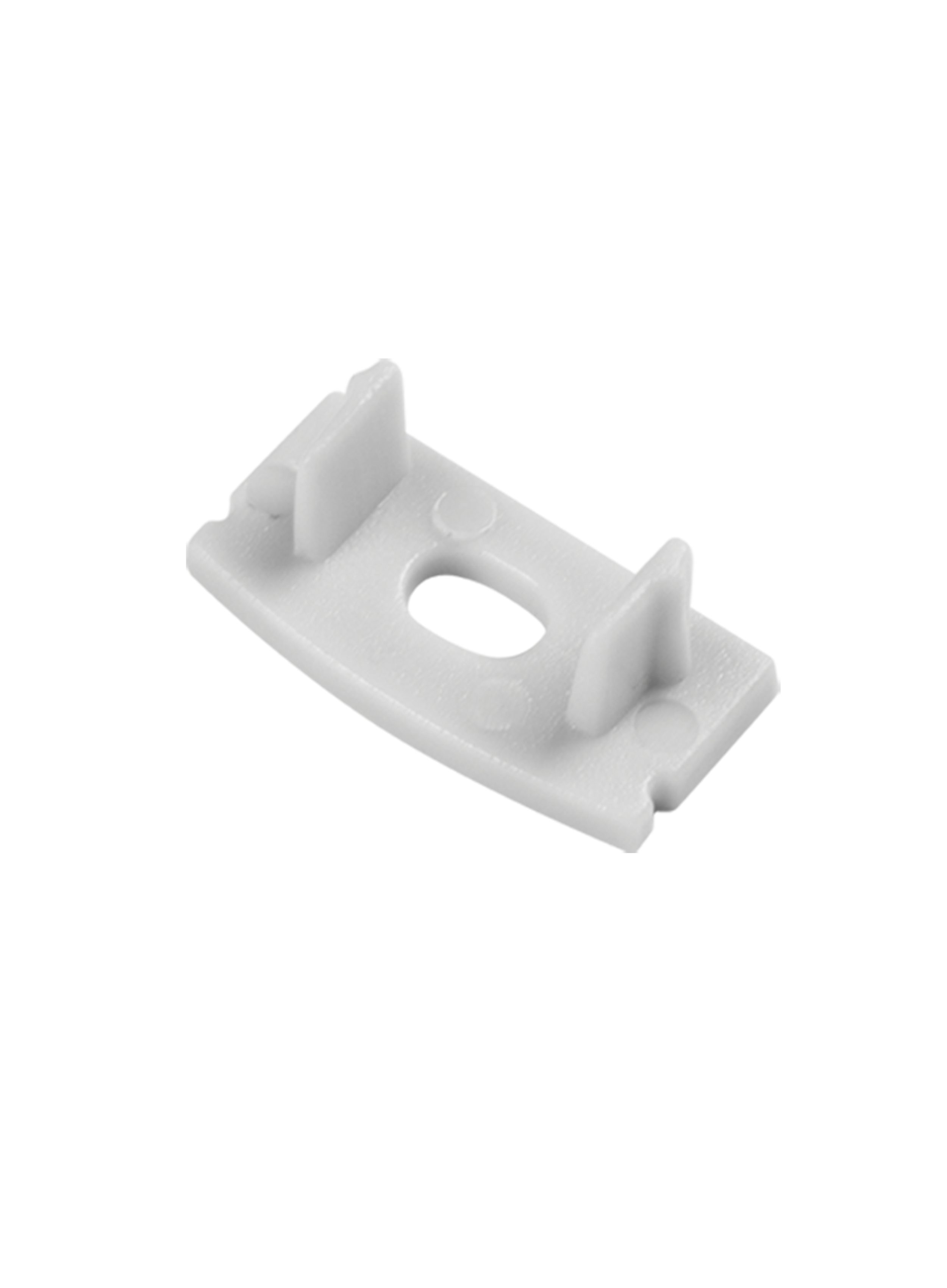 Tope LED AL002 con taladro (TOPO_AL002_C/F) – Fabrilamp/Abrila, accesorio de iluminación para perfiles LED en policarbonato, compatible con cinta LED, para bricolaje e interiorismo