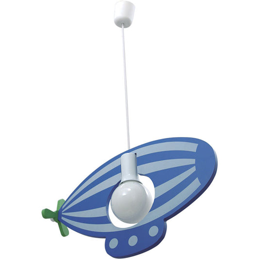 Colgante Infantil JARDIM LUMIT, lámpara de madera azul y blanca, referencia MDG308A