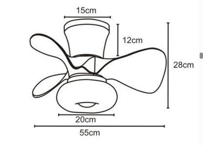 Medidas, Ventilador con Luz Dubi de Pb Lighting (Dubi) en color Blanco, 55cm, con luz LED CCT dimable 18W+18W - Ref PB80120.

