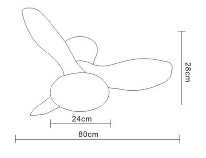 Medidas Ventilador con Luz Tulip de Pb Lighting (Tulip) en color Negro, 80cm, con luz LED CCT dimable 18W+18W - Ref PB80232.

