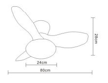 Medidas Ventilador con Luz Tulip de Pb Lighting (Tulip) en color Madera, 80cm, con luz LED CCT dimable 18W+18W - Ref PB80236.

