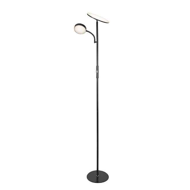 Lámpara de pie LAGOS fabricada en metal color negro con doble LED