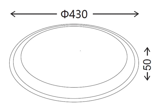 Medidas del Plafón LED 44W de Muñoz e Hijos (Plafon Musical) en color blanco con altavoz central - Ref 90M54B

