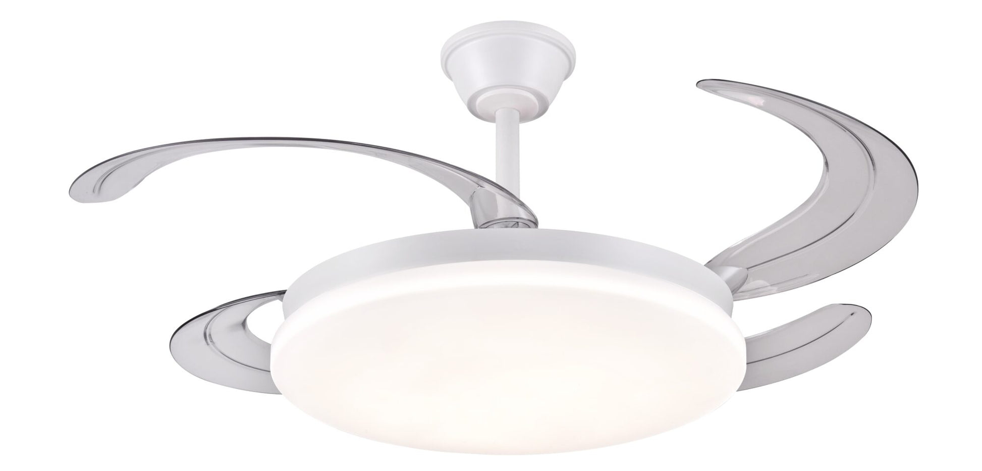 Ventilador de techo Chloe-L de PB Lighting (Ø108cm) Blanco, con luz LED dimable CCT, app LampSmart Pro y mando - Ref PB50411.

