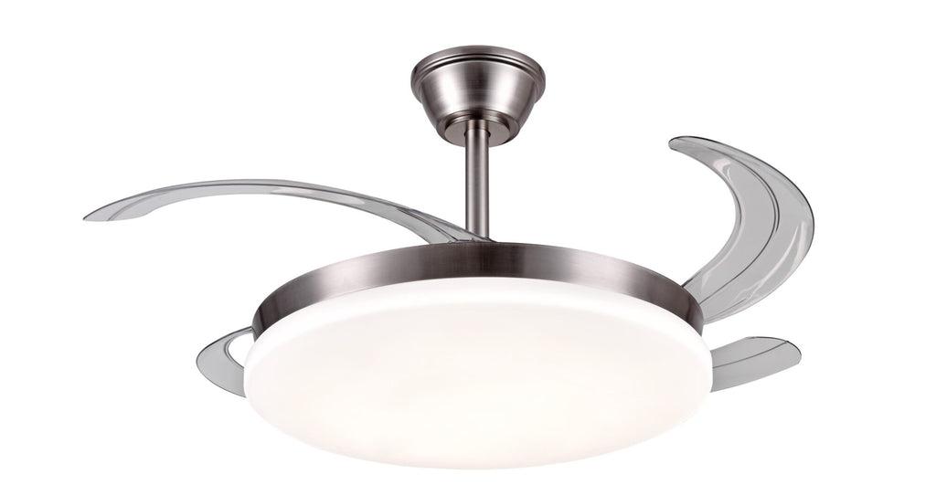 Ventilador de techo Chloe-L de PB Lighting (Ø108cm) Cromo Mate, con luz LED dimable CCT, app LampSmart Pro y mando - Ref PB50412.

