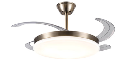 Ventilador de techo Chloe-L de PB Lighting (Ø108cm) en color Cuero (Oro envejecido), con luz LED dimable CCT, app LampSmart Pro y mando - Ref PB50413.

