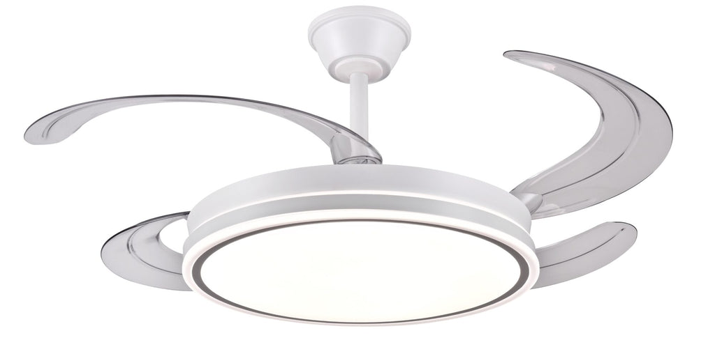Ventilador de techo Stella-L de PB Lighting (Ø108cm) en color Blanco, con luz LED dimable CCT, control por app LampSmart Pro y mando - Ref PB50611.

