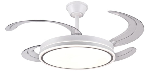 Ventilador de techo Stella-L de PB Lighting (Ø108cm) en color Blanco, con luz LED dimable CCT, control por app LampSmart Pro y mando - Ref PB50611.

