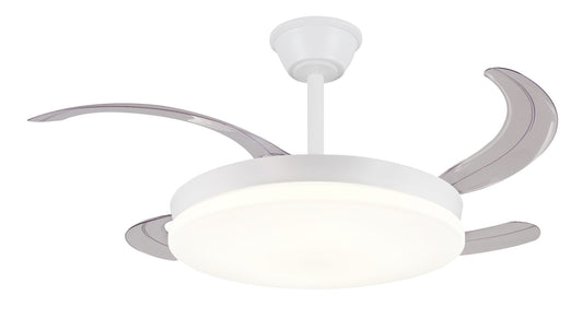 Ventilador de techo con luz LED AGATA-L de PB Lighting (Colección Agata-L) en color BLANCO de Ø108cm con 4 aspas y mando - Ref PB60211.

