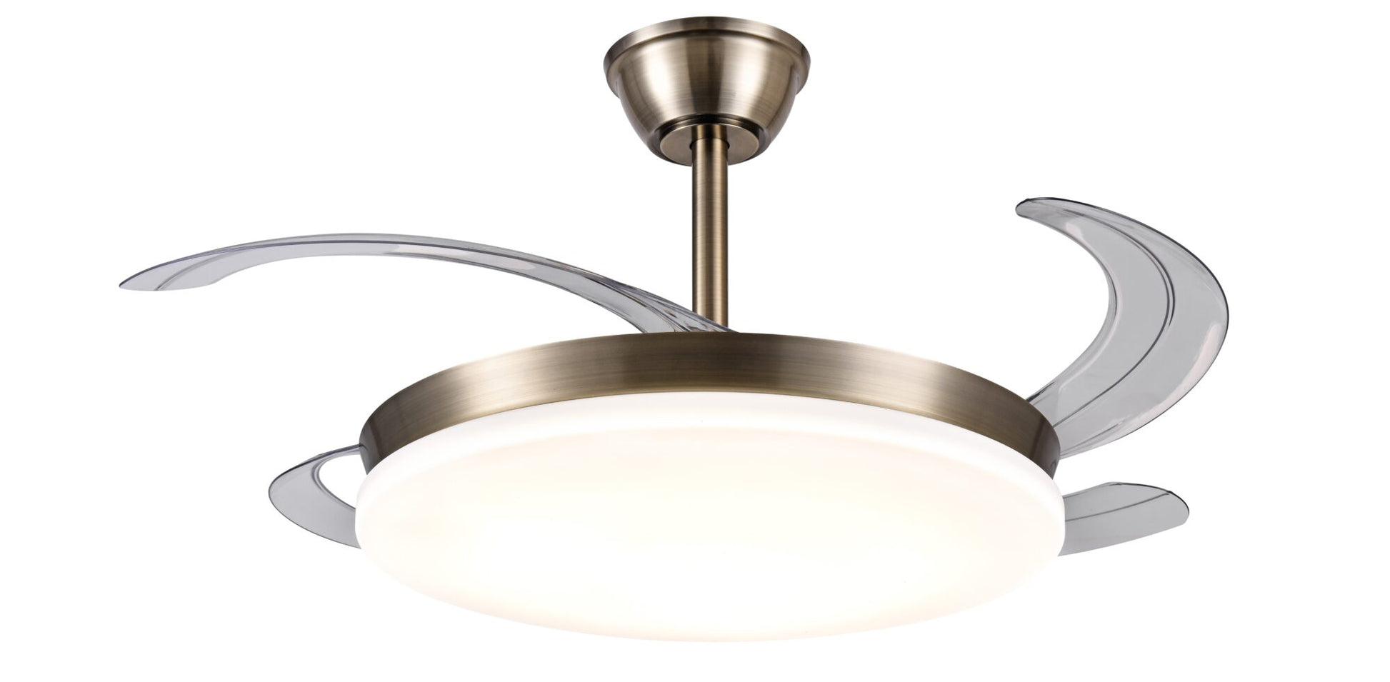 Ventilador de techo con luz LED AGATA-S de PB Lighting (Colección Agata-S) en color Cuero (Oro envejecido) con 4 aspas y mando - Ref PB60313.

