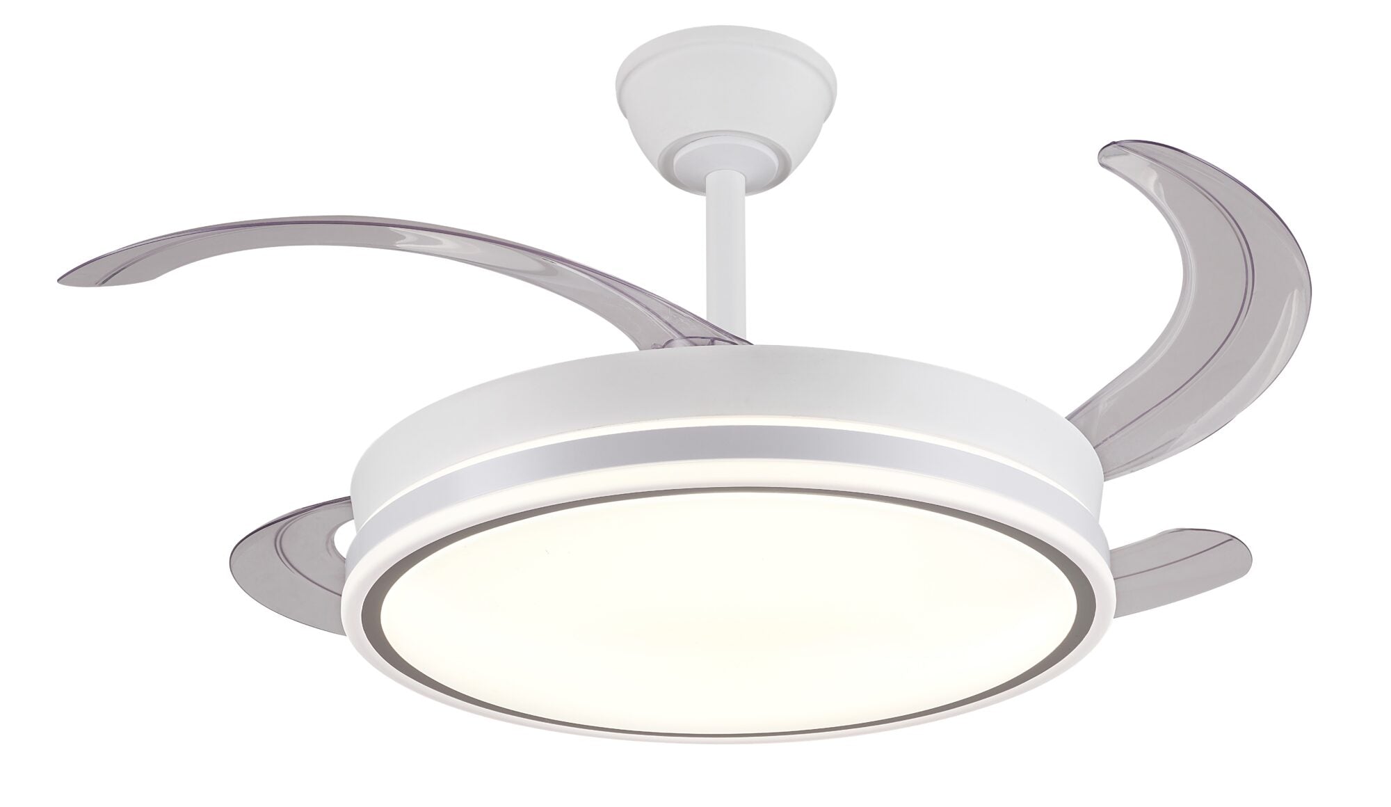 Ventilador de techo con luz LED DIANA-S de PB Lighting (Colección Diana-S) en color BLANCO de Ø92cm con 4 aspas y mando - Ref PB60511.

