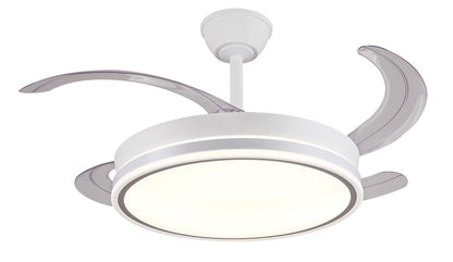 Ventilador de techo con luz LED DIANA-L de PB Lighting (Colección Diana-L) en color BLANCO de Ø108cm con 4 aspas y mando - Ref PB60611.

