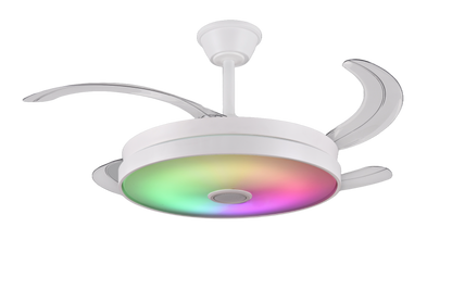 Ventilador de techo Althea-L Musical de PB Lighting (Ø108cm) Blanco, con app iLink, luz LED CCT-RGB, música y mando - Ref PB60815.

