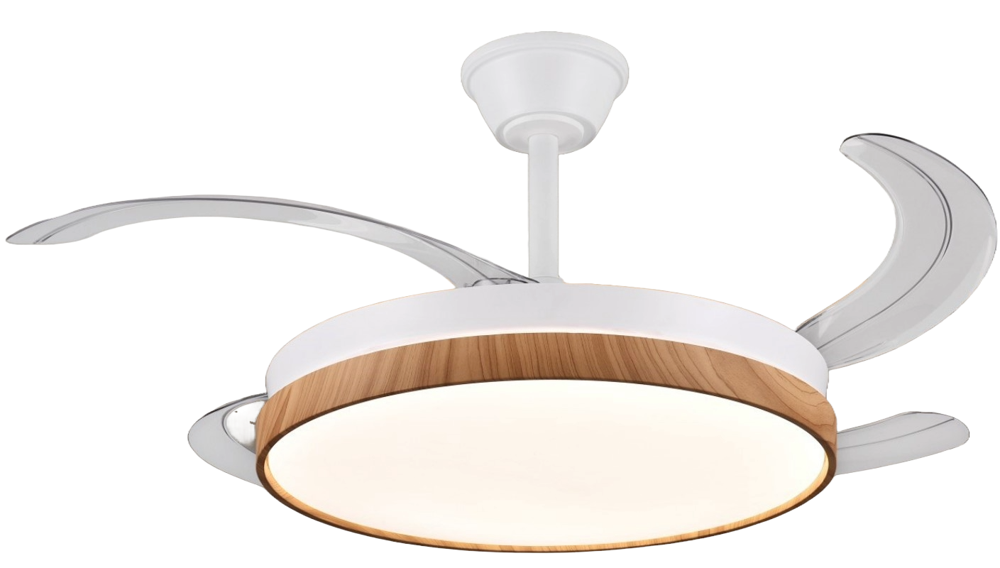 Ventilador de techo con luz LED ALTHEA-L de PB Lighting (Colección Althea-L) en BLANCO con detalles MADERA, Ø108cm - Ref PB60816.

