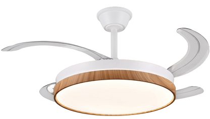 Ventilador de techo con luz LED ALTHEA-L de PB Lighting (Colección Althea-L) en BLANCO con detalles MADERA, Ø108cm - Ref PB60816.

