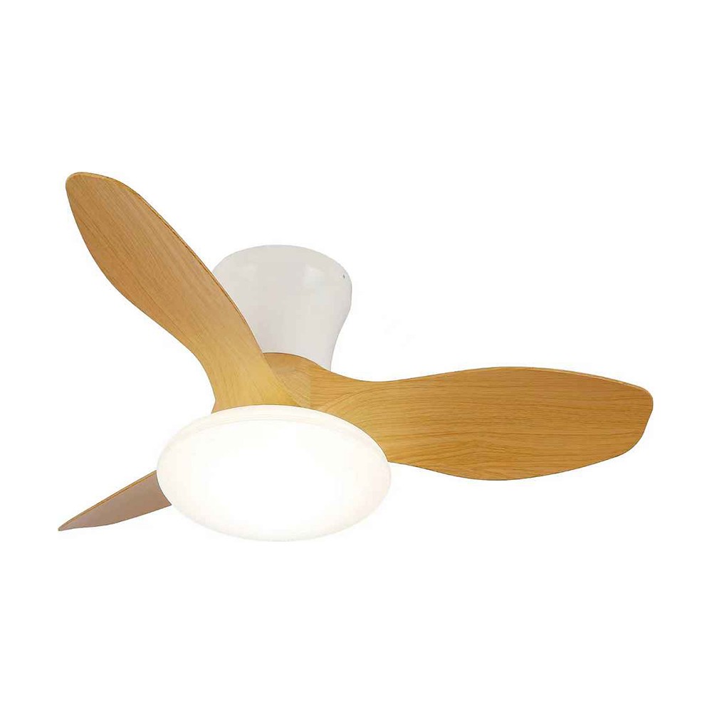 Ventilador con Luz Tulip de Pb Lighting (Tulip) en color Madera, 80cm, con luz LED CCT dimable 18W+18W - Ref PB80236.

