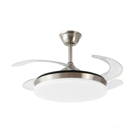 Ventilador de techo Isabella-S de PB Lighting (Ø92cm) Cromo Mate, con luz LED CCT, app Fan Lamp Pro y mando - Ref PB80312.


