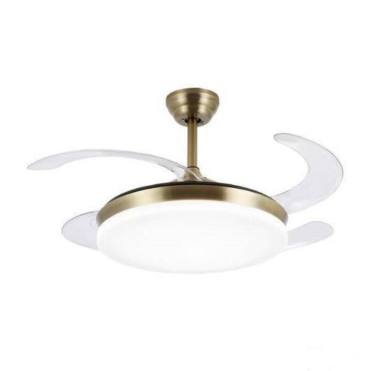 Ventilador de techo Isabella-S de PB Lighting (Ø92cm) en color Cuero (Oro envejecido), con luz LED CCT, app Fan Lamp Pro y mando - Ref PB80313.

