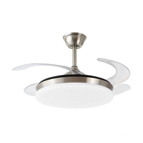Ventilador de techo Isabella-L de PB Lighting (Ø108cm) Cromo Mate, con luz LED CCT de 8000lm, app Fan Lamp Pro y mando - Ref PB80412.

