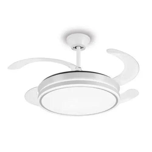Ventilador de techo Ambra-S de PB Lighting (Ø92cm) Blanco, con luz LED CCT, app Fan Lamp Pro y mando - Ref PB80511.

